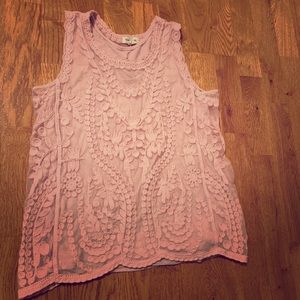 SOLD Pink lace tank top